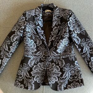 Alice + Olivia Black and Gray Floral Blazer